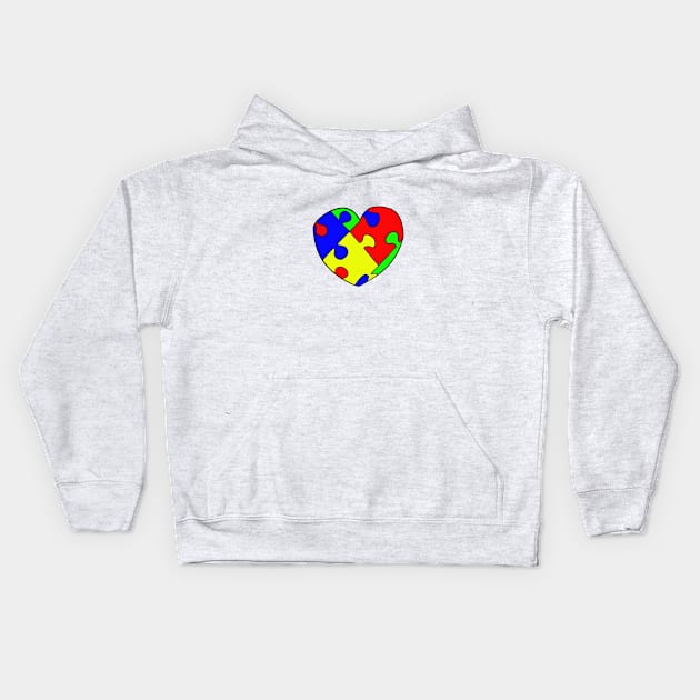 Bright Jigsaw Heart Kids Hoodie by VazMas Design